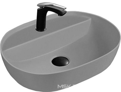Раковина накладная 500х380х135 мм, с отверстием для смесителя, без перелива, (цв. серый матовый), Vincea ZZ Vincea Раковины VBS-121MG