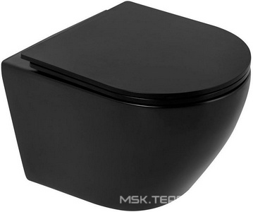 Унитаз подвесной, безободковый, 490х360мм, без сиденья, крепеж в компл., (цв.черный матовый), Colorato ZZ BelBagno colorato BB062CHR-MB