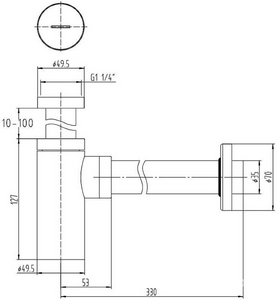 Сифон для раковины, 1 1/4, круглый, (латунь, сталь цв.хром), Round  ZZ Allen Brau Priority 5.31025-00