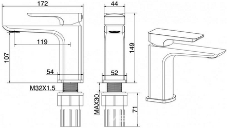 Смеситель для раковины, без д/к, (цв.хром),  Allen Brau Infinity 5.21001-00