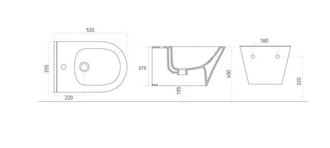 Биде подвесное Aquanet L3WB(Black)  530x335мм, цв. черный, ZZ Aquanet AVVA 288927
