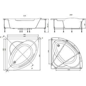 Ванна акриловая симметричная /150x150 см/цв. белый, (БЕЗ монтажного комплекта и панели) ZZ Roca BALI 248639000