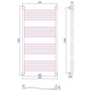 Полотенцесушитель водяной "+" 1200х600 мм, цвет хром ZZ Сунержа Флюид 00-0222-1260