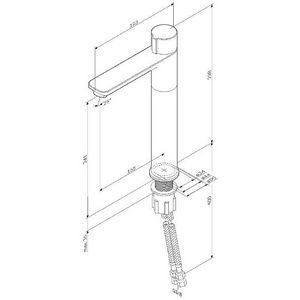 Смеситель для раковины высокий, нажимной, БЕЗ донного клапана, черный матовый AMPM X-Joy F85A92522
