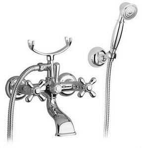 Смеситель для ванны, лейка, шланг, кронштейн в компл., (цв. хром),  ZZ Gaia Newport RB002 CR