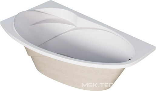 Ванна  угловая "" 160х95 см L акриловая, без каркаса, слива-перелива, цвет белый 1Marka JULIANNA 01дж1695л