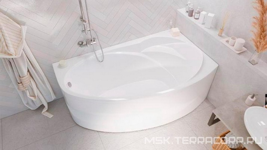 Ванна  угловая "" 160х95 см R акриловая, без каркаса, слива-перелива, цвет белый 1Marka JULIANNA 01дж1695п