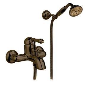 Смеситель для ванны, лейка, шланг, кронштейн в компл., (цв.Tuscan brass темная бронза, ручка El Capitan),  ZZ Nicolazzi Classico 3401 TB 75
