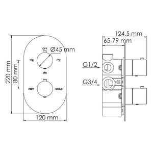 Смеситель встраиваемый термостатический настенный Elbe для ванны и душа, цв.черный ZZ Wasserkraft elbe 7444 Thermo