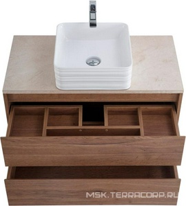 База под раковину подвесная с двумя выкатными ящиками, 910х460хh515мм, без раковины, (цв.Rovere Tabacco),  ZZ BelBagno Kraft KRAFT-900-2C-SO-RT