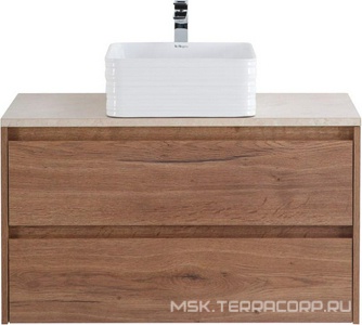 База под раковину подвесная с двумя выкатными ящиками, 910х460хh515мм, без раковины, (цв.Rovere Tabacco),  ZZ BelBagno Kraft KRAFT-900-2C-SO-RT