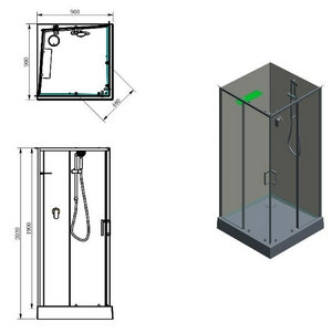 Passion EVO Поддон900х900 для душевой кабины, цвет белый/фурн.-хром/белый ZZ Aquanet passion 258798