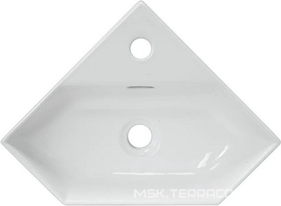 Раковина угловая (многоугольная) Sanita Luxe  49.4х35.8х11см, отверстие под смеситель, (крепление к стене), белая ZZ Sanita Luxe Line WB.CR/Line/35-C/WHT.G/S1  (WB.FN/Line/35-C/WHT.G/S1)