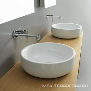 Раковина круглая накладная на столешницу или на пьедестал, d46хh14,5см, без отв.для смесит. и перлива, (цв. carbone),  ZZ Flaminia Bonola BN46A carbone