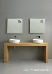 Раковина круглая накладная на столешницу или на пьедестал, d46хh14,5см, без отв.для смесит. и перлива, (цв. carbone),  ZZ Flaminia Bonola BN46A carbone