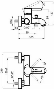 Смеситель для ванны TASCO с коротким изливом, БЕЗ аксессуаров, цв.хром, ZZ Azario Treya AZ-15160511