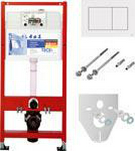 Комплект для установки подвесного унитаза,(застенный модуль,крепёж,прокладка звукоизол.,панель 2-го смыва TECEnow пластик цв.БЕЛЫЙ глян), 2.0 Tece TECEbase 9400413