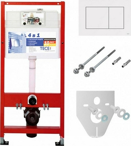 Комплект для установки подвесного унитаза,(застенный модуль,крепёж,прокладка звукоизол.,панель 2-го смыва TECEnow пластик цв.БЕЛЫЙ глян), 2.0 Tece TECEbase 9400413