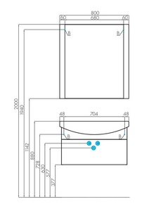 Зеркало  80 800*858*21, цвет белый глянец, крепеж в комплекте ZZ Aquaton Ария 1A141902AA010