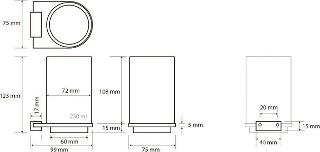 Стакан для зубных щеток, настенный, (цв.черный матовый / розовое золото глянец ),  ZZ Bemeta Galla 108110010
