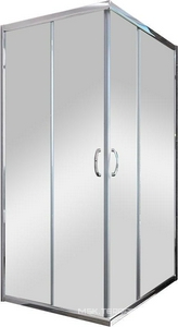 Душевой уголок 900x900x1850 мм,1/4 круга (раздвижные двери из центра) стекло-прозрачное, профиль хром, ZZ Veconi RV RV113-90-01-C4