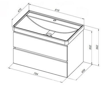 Раковина мебельная "Ирис"- 80 см, цв.белый Aquanet Вега 301805