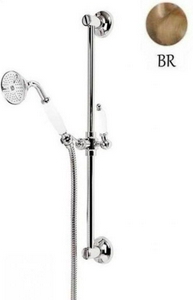 Душевой гарнитур (стойка, лейка, шланг), (цв.бронза/белая ручка лейки),  ZZ Cezares First FIRST-SD-02-Bi