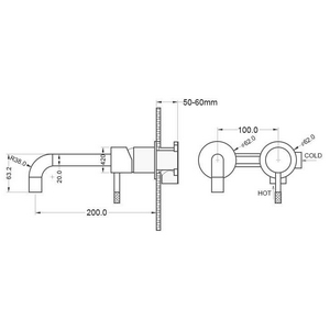 Смеситель для раковины Boheme Uno 4465-MG С ВНУТРЕННЕЙ ЧАСТЬЮ matt gold, встраиваемый в стену, цв.золото матовое, ZZ Boheme UNO 465-MG