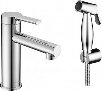 Смеситель для раковины, c гигиенической лейкой, без д/к, (цв.хром),  ZZ Swedbe Diana 1060