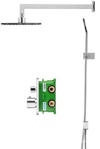 Душевой набор: термостат на 2 выхода (встройка), верхний душ 21см, ручной душ, (цв.хром),  ZZ Swedbe Harmony 5559