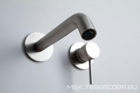 Смеситель для раковины, встраиваемый в стену, излив 195мм, встраив.часть в компл., (цв.браш.никель),  Allen Brau Priority 5.31030-BN