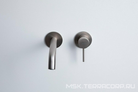 Смеситель для раковины, встраиваемый в стену, излив 195мм, встраив.часть в компл., (цв.браш.никель),  Allen Brau Priority 5.31030-BN