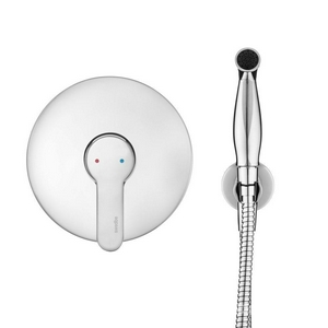 Комплект гигиенического душа: смеситель с внешней и встраив.частью, лейка, шланг 1,2м, кронштейн с подводом воды 1/2, (цв.хром), Platta ZZ Swedbe platta 5525