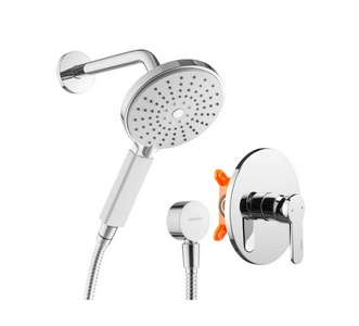 Душевой набор: смеситель встраив. в стену с внутр.частью, ручной душ, шланг 1,75м, кронштейн, шланговое подсоединение, (цв.хром), Platta ZZ Swedbe platta 5530