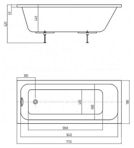 Ванна акриловая AZARIO  175х70 см, БЕЗ каркаса, панелей и слива-перелива, ZZ Azario BELLA AV.0020175