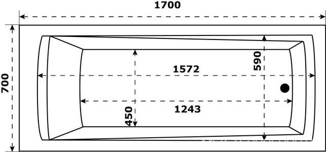 Ванна акриловая 170х70 см, БЕЗ каркаса, панелей и слива-перелива, ZZ Azario Бали БАВ0003