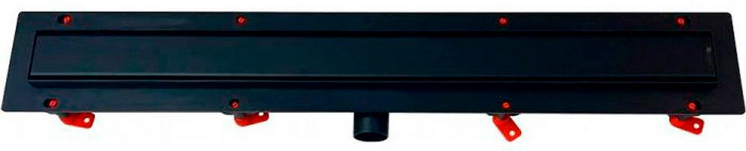 Водоотводящий желоб 650 мм MCH, боковой выпуск, комбинированный затвор, сливом D 40, с решеткой под плитку, цв. черный, ZZ Veconi Универсал V650KB