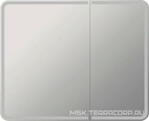 Зеркало-шкаф Ольборг МВК080 100 с подсветкой, навесное, белое, большое, в стиле лофт, с розеткой, ZZ