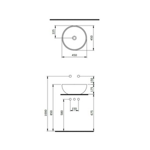 Раковина-чаша круглая 45х17,5 см, БЕЗ отверстия под смеситель, цв. серый матовый, ZZ Berges Mascon 181062