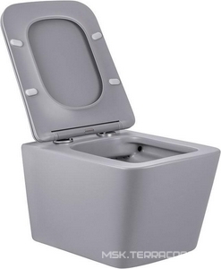 Унитаз подвесной, безободковый, 520х360х350мм, сиденье ультратонкое с микролифтом, крепеж в компл., (цв.серый матовый),  ZZ Vincea Q-Line VT1-12MG