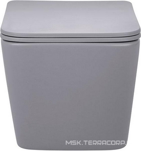 Унитаз подвесной, безободковый, 520х360х350мм, сиденье ультратонкое с микролифтом, крепеж в компл., (цв.серый матовый),  ZZ Vincea Q-Line VT1-12MG