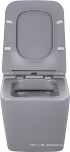 Унитаз подвесной, безободковый, 520х360х350мм, сиденье ультратонкое с микролифтом, крепеж в компл., (цв.серый матовый),  ZZ Vincea Q-Line VT1-12MG