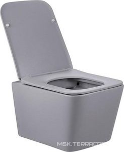 Унитаз подвесной, безободковый, 520х360х350мм, сиденье ультратонкое с микролифтом, крепеж в компл., (цв.серый матовый),  ZZ Vincea Q-Line VT1-12MG