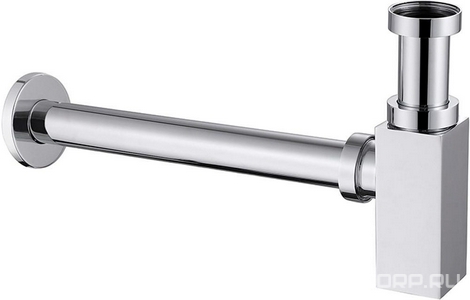 Сифон для раковины 1*1/4, квадратный, без донного клапана, цв. хром Azario Универсал AZ-109-CHR