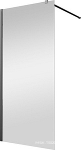 Душевая перегородка 800хh2000мм, правая/левая, (стекло прозрач.8мм, поперечн. укорачиваемый кронштейн 1200мм, фурнит. цв.черный мат.),  ZZ Vincea Walk-In VSW-1H800CLB