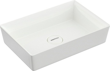 Раковина 55х38 cм, накладная БЕЗ отверстия под смеситель, с декоративной крышкой слива, цв.белый KL