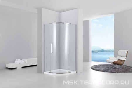 Душевое ограждение 90x90х195 см, распашная дверь, проф.хром, стекло прозрачное, без поддона ZZ Black & White Stellar Wind S305
