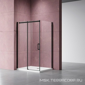 Душевой уголок 1200х900хh2000мм, прямоуг., правый/левый, (стекло прозрачное 8мм Easy Clean, фурн.цв.черный мат.),  Vincea Dice VSR-4D9012CLB