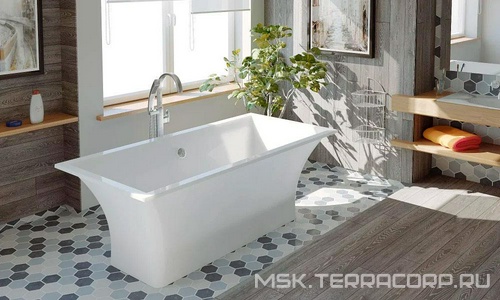 Ванна отдельностоящая из искусственного камня Good Door  170x80 см, перелив по центру, БЕЗ слива-перелива, цв. белый, ZZ Good Door Мадрид Ва00006