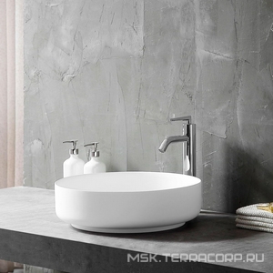 Раковина накладная 450х450х130мм, без отверстия для смесителя, без перелива, (иск.камень Solid Surface цв.белый мат), Vincea ZZ Vincea Раковины VBS-6S16MW